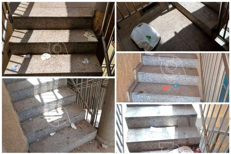 La suciedad abunda en la escalera entre Taliarte y Melenara que sale por la zona de restauración (Foto TA)